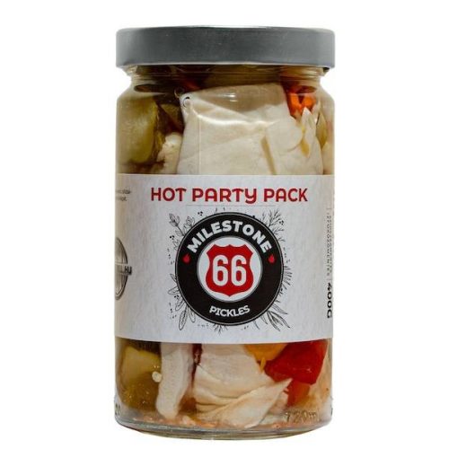 Milestone66 Hot Party Pack, ecetes vegyes darabolt savanyúság, 400g